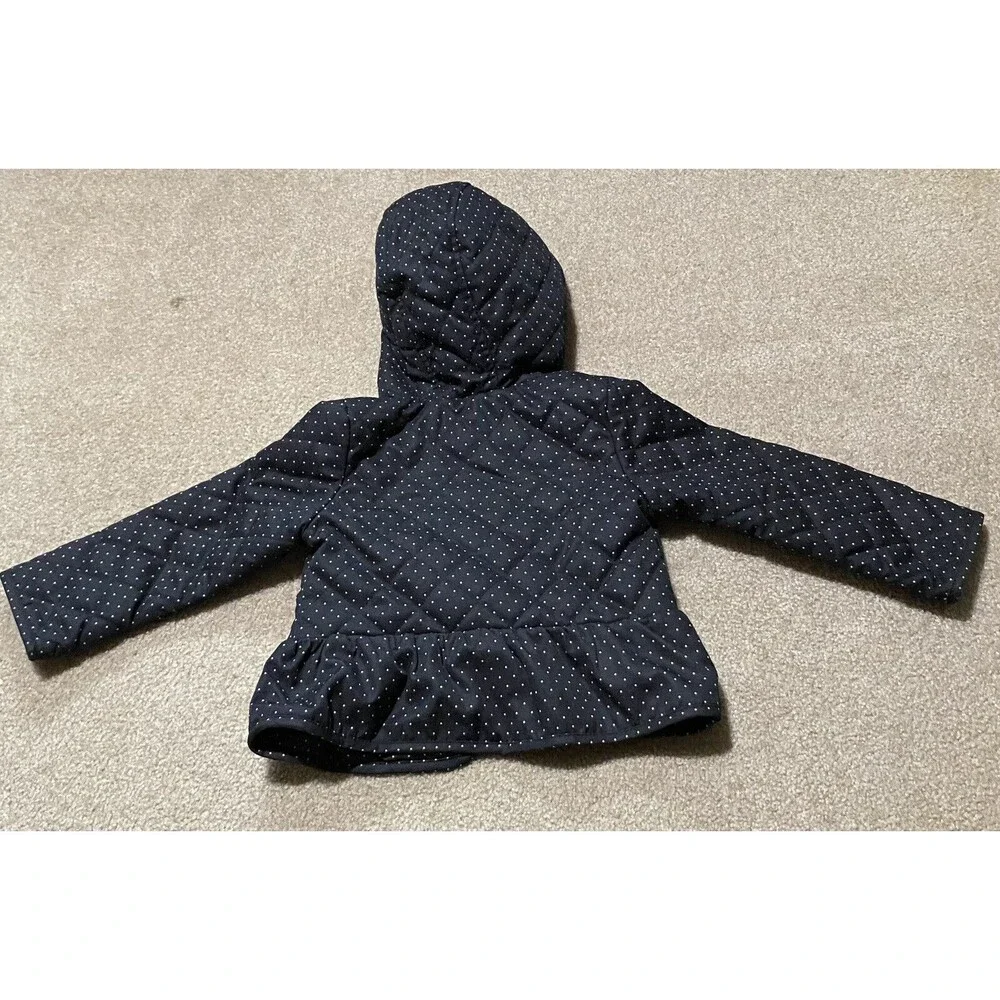 Gap Kids Girls Black Quilted Peplum Jacket - Micro-Fleece Lined - Size 4T